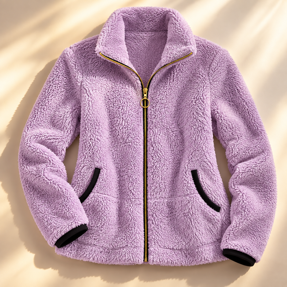 Marielena plush teddy jacket, flat lay front view