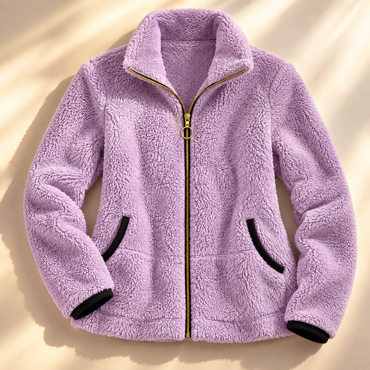 Marielena plush teddy jacket, flat lay front view