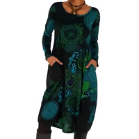 Women's Printed Long Sleeve Midi Winter Dress | Imogen