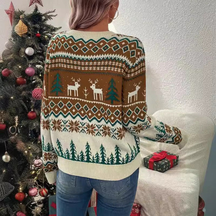 Marigolde reindeer print Christmas sweater, back view