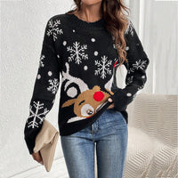 Women's Reindeer Print Crew Neck Christmas Sweater | Rosamund