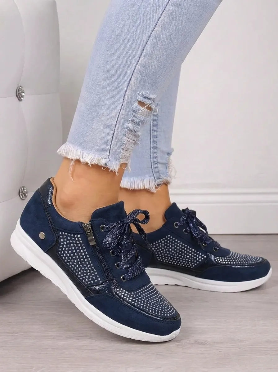 Marguerite lace-up sneakers, close-up side profile view