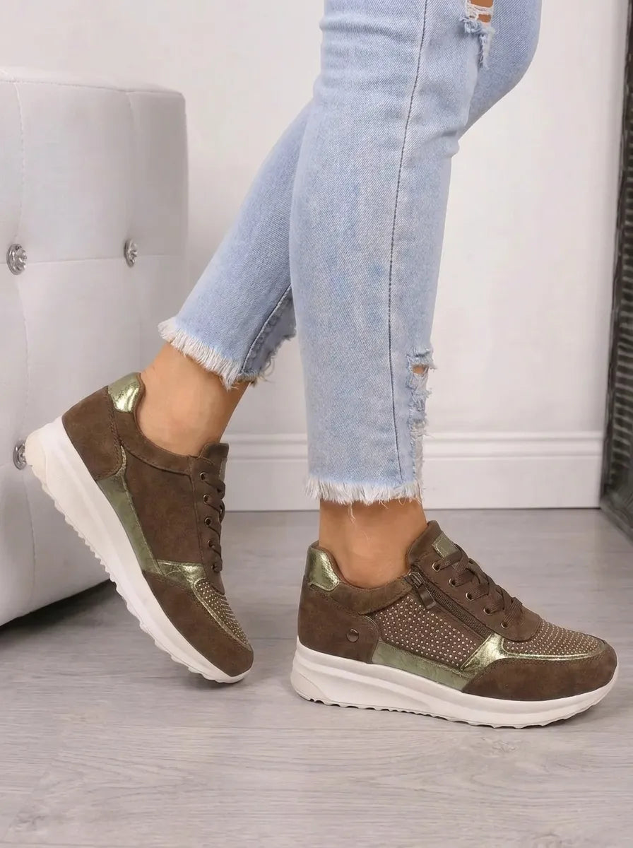 Marguerite lace-up sneakers, close-up side profile view