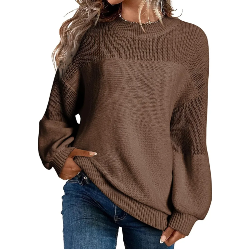 Colette ribbed crew neck sweater in black, front view