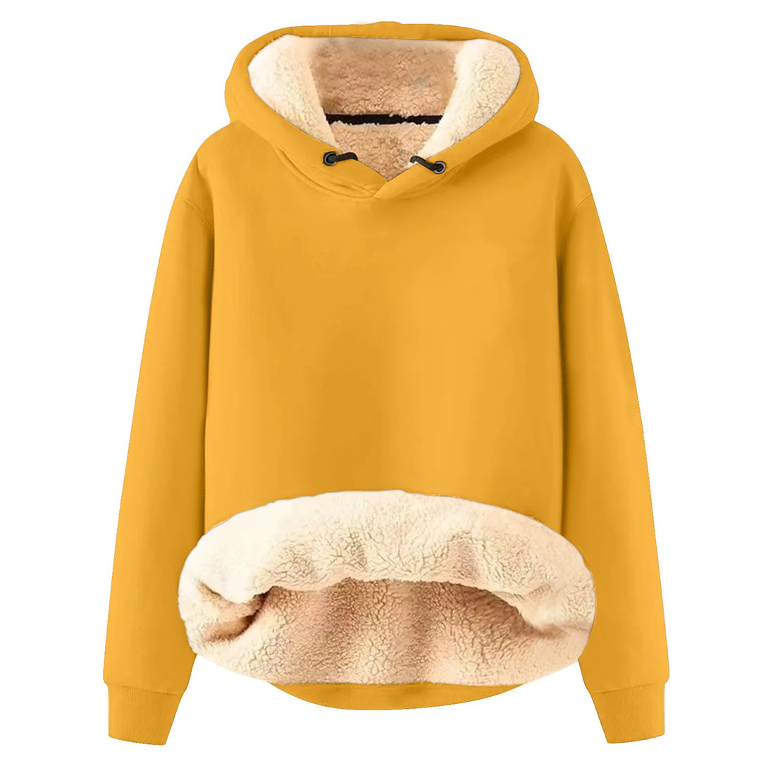 Odessa gray sherpa lined cropped hoodie, front view on hanger