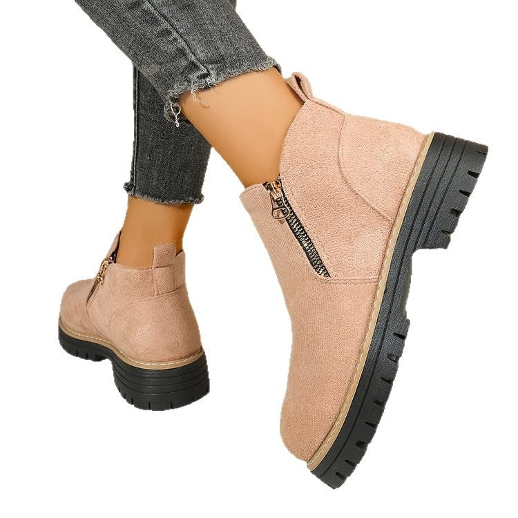 Odessa ankle boots in blush pink, rear and side view