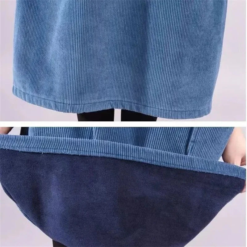 Marisela turtleneck sweater dress in blue, close-up front view