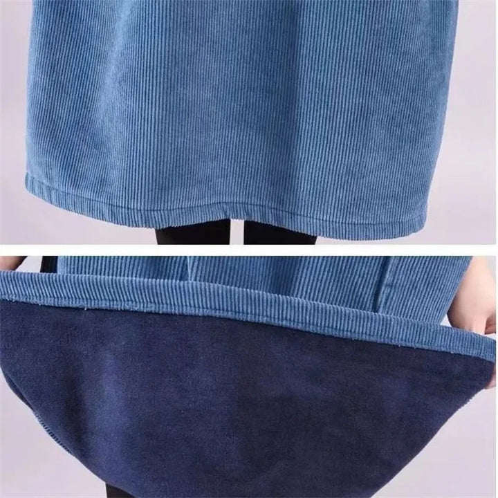 Marisela turtleneck sweater dress in blue, close-up front view