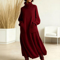 Women's Turtleneck Pocket Midi Sweater Dress | Rosalind