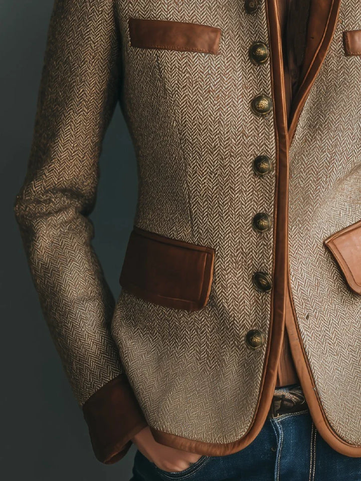 Pemberly jacket leather-trim cuff and flap pocket detail