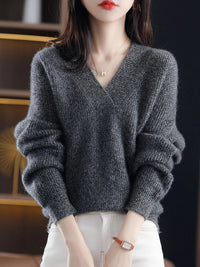 Women's V-Neck Long Sleeve Knit Sweater | Marisabel