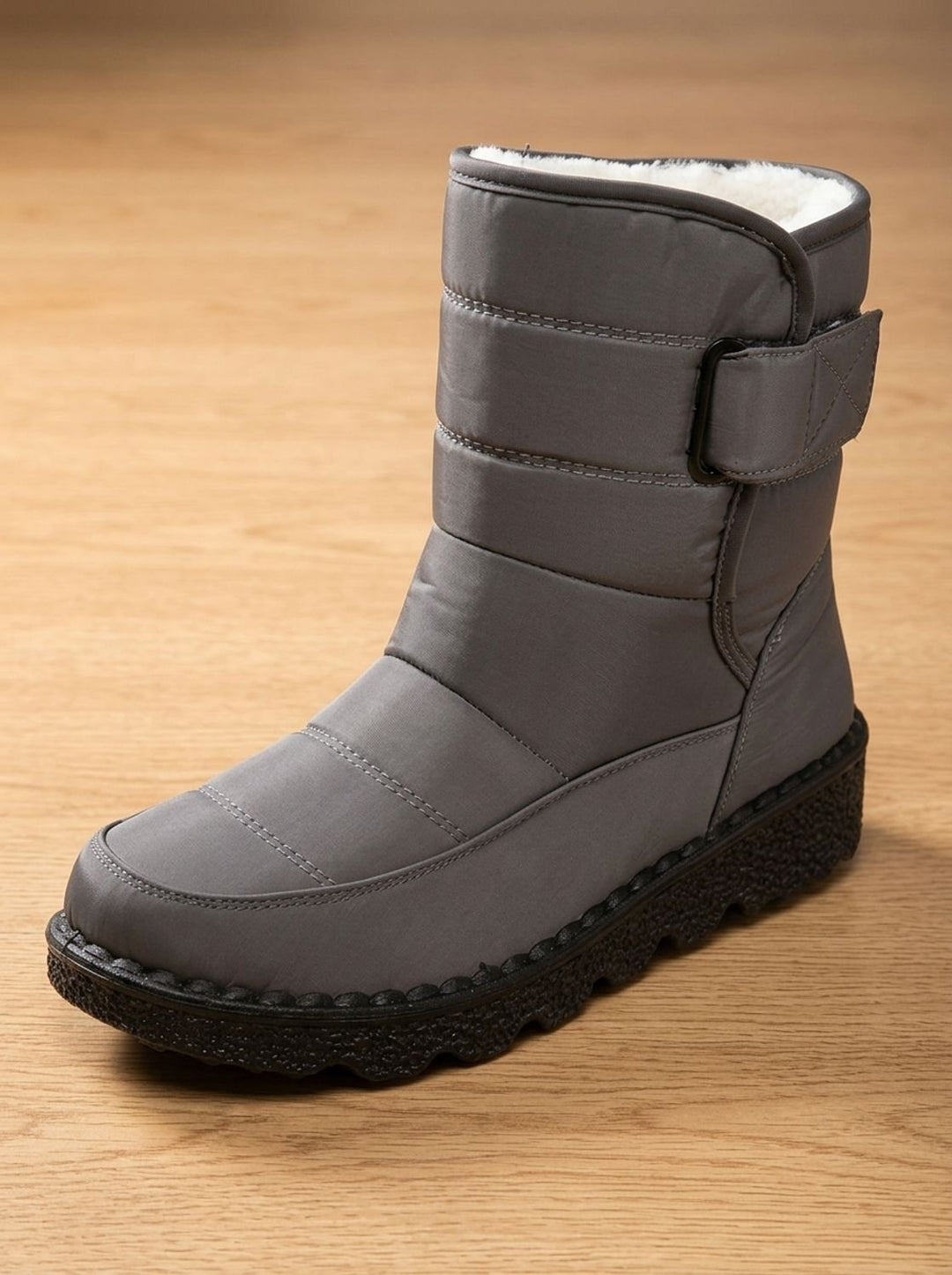 Marisol navy mid-calf snow boot, side angle view