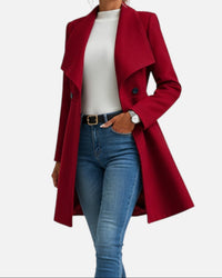 Women's Wide Collar Flared Hem Midi Coat | Rosamund