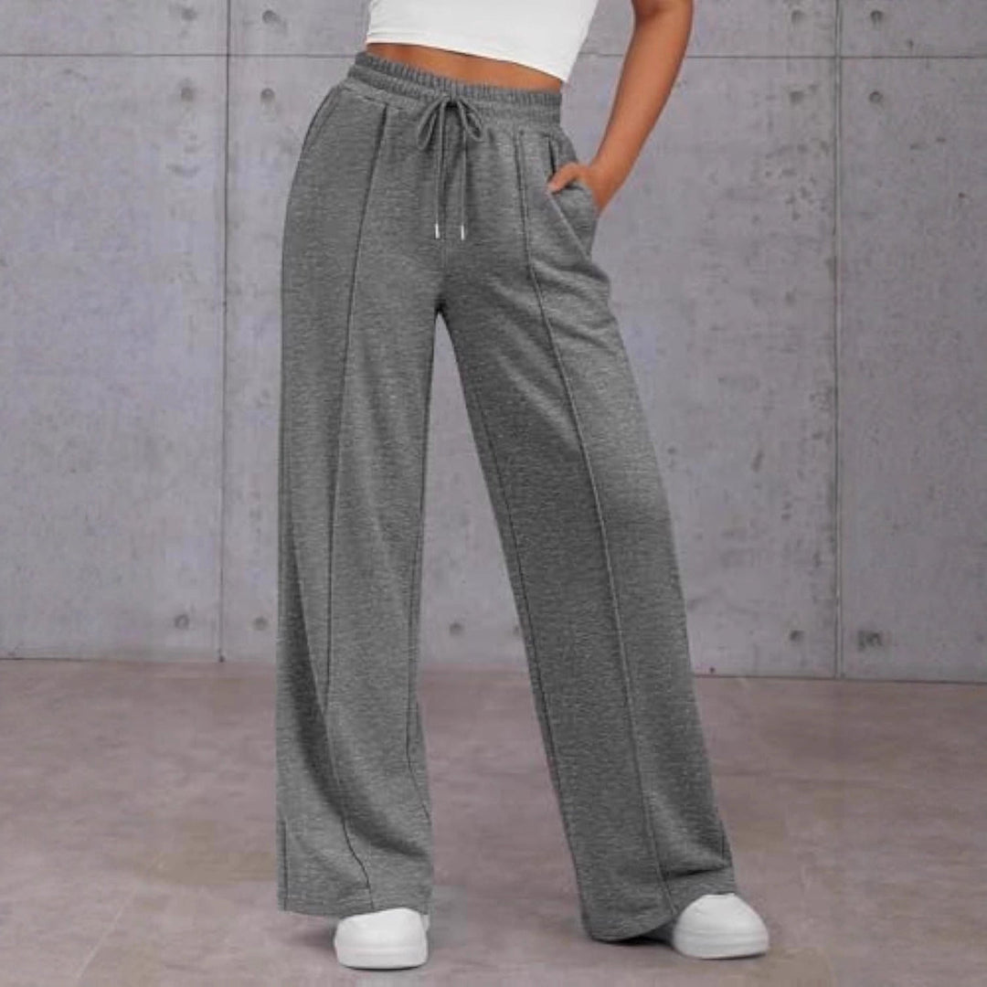 Vienna wide leg sweatpants in heather gray, front view
