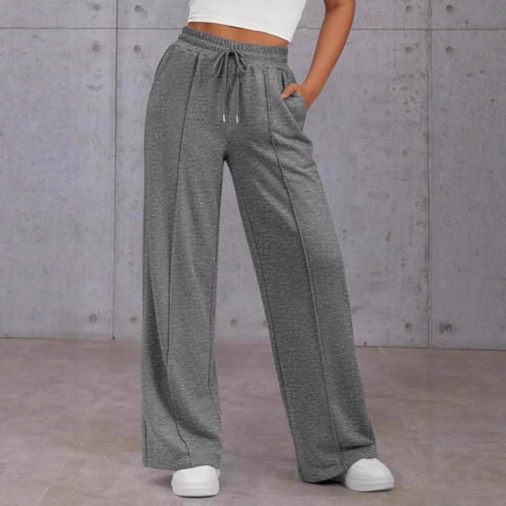 Vienna wide leg sweatpants in heather gray, front view