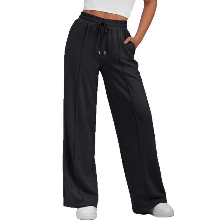 Vienna wide leg sweatpants in pink, front view with hand in pocket