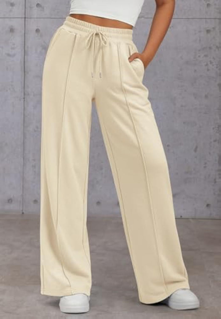 Vienna wide leg sweatpants in pink, front view with hand in pocket