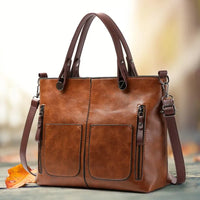 Women's Zip Pocket Leather Tote Bag | Marguerite
